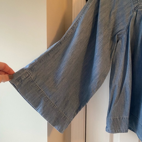 Madewell Light Denim Wide Sleeve Square Neck Top Size S - Picture 4 of 5